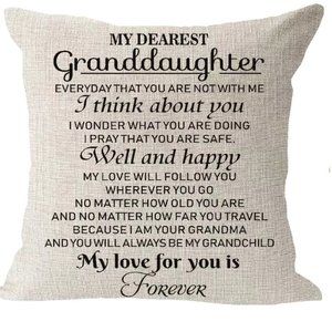 To My Dearest Granddaughter Pillow Case Only Ships USA